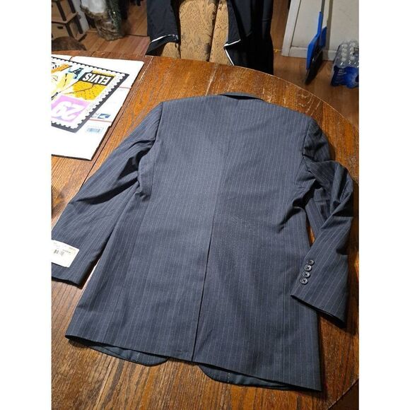 New 36R Grey Pinstripe Single Breast Suit Sports Coat Jacket Blazer NWT - Picture 6 of 7